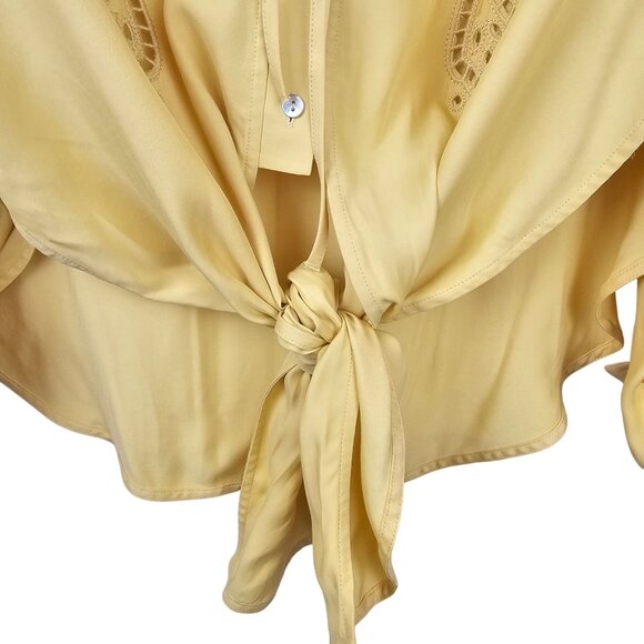 Boho Western Cowgirl Romantic VTG Inspo Eyelet Lace Top Yellow & Other Stories 6 - Picture 14 of 15